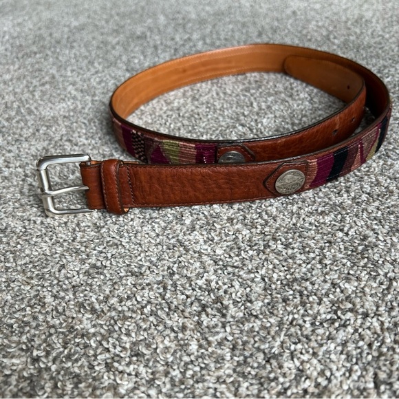 Orvis Bison Leather Western Woven Nickel Belt, 46” - Picture 2 of 9